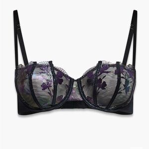 MIDNIGHT SWEAT UNLINED EMBROIDERED BALCONETTE BRA - OIL SLICK | Savage X Fenty